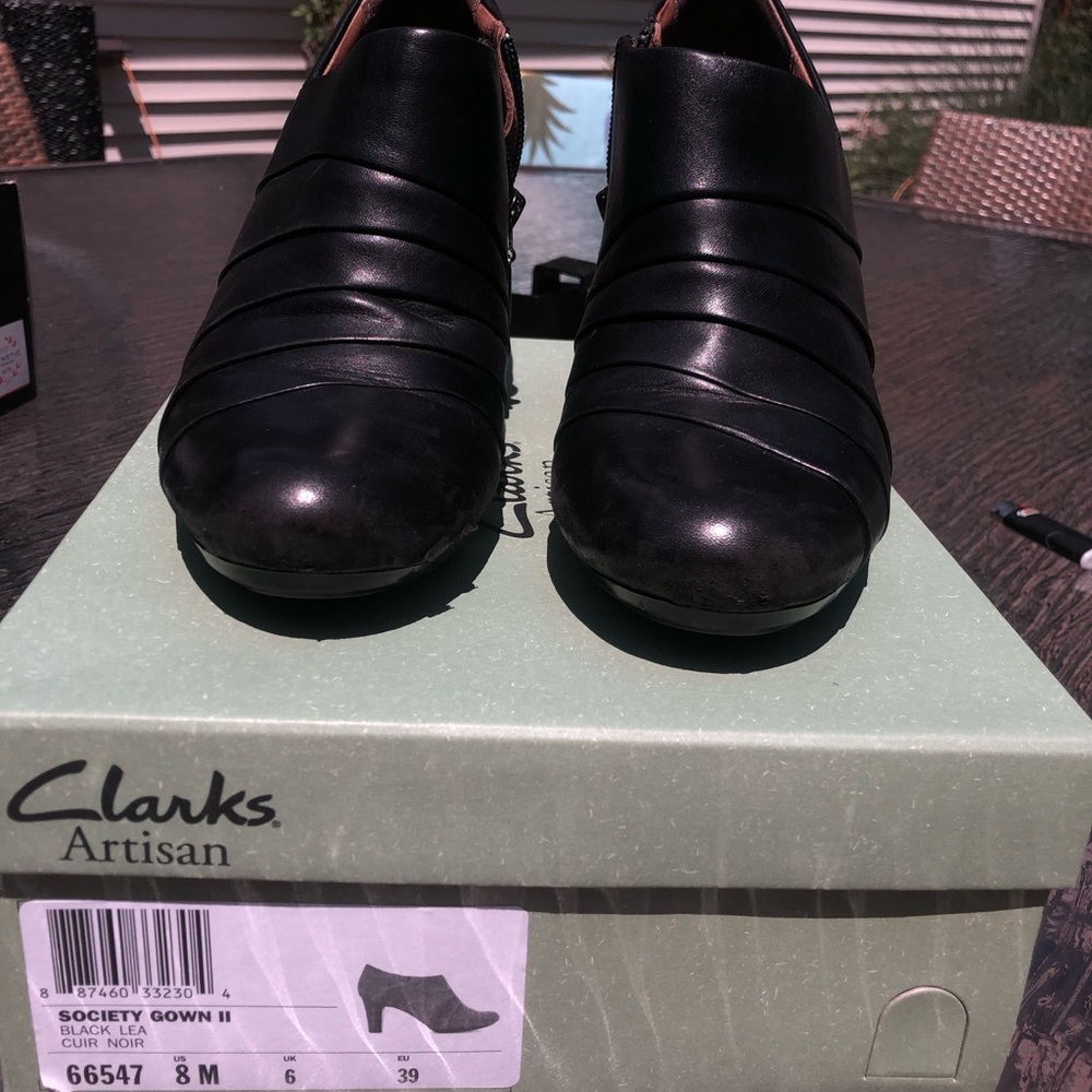 Black Leather Bootie Heel